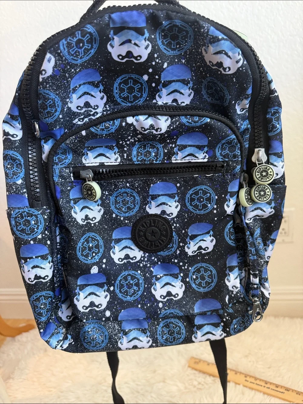Kipling Kid’s Seoul S Black and Blue Stormtrooper Print Backpack